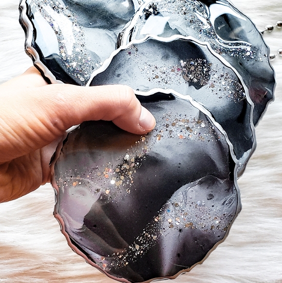 SOLD. Resin Geode Coasters, Set of 2 - Picture 5 of 11